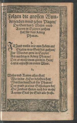 Folgen die grossen Wunderzeichen unnd zehen Plagen ...