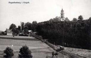 Augustusburg. Kirche und neue Drahtseilbahn in Betrieb