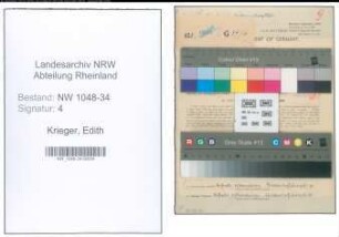 Entnazifizierung Edith Krieger , geb. 04.12.1902 (Krankenschwester)