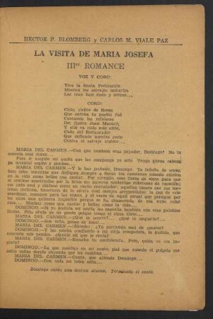 La visita de María Josefa - III°. Romance