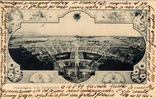 Postkartenalbum. "Panorama von Karlsruhe". Blick vom Schloss nach Süden