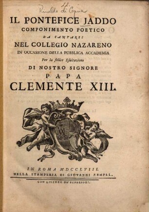 Il Pontefice Jaddo : Componimento poetico