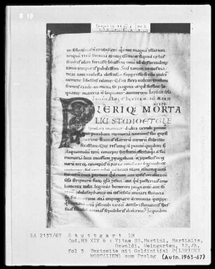 Sulpicius Severus und Pseudo Aurelianus - Vitae Sanctorum Martini, Martialis, Oswaldi — Sulpicius Severus, Folio 1recto-70verso — ---, Folio ---Initiale P (lerique mortalium), Folio 3 verso