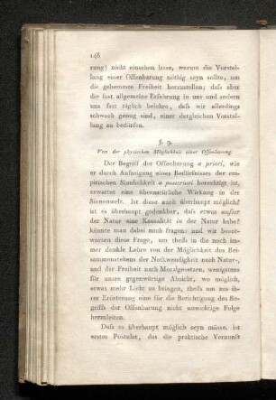 §.9. Von der physischen Möglichkeit einer Offenbarung.