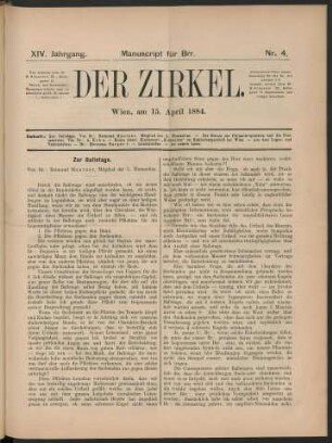 Nr. 4. Wien, am 15. April 1884.