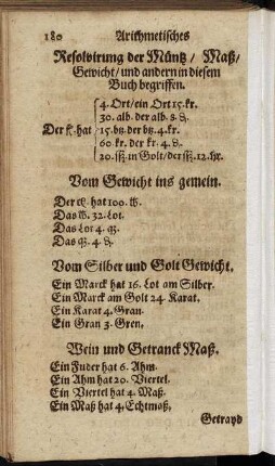 Resolvirung der Müntz/ Maß/ Gewicht/ und andern in diesem Buch begriffen.