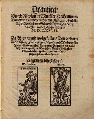 Practica Durch Nicolaum Winckler auff das Jahr ... 1568