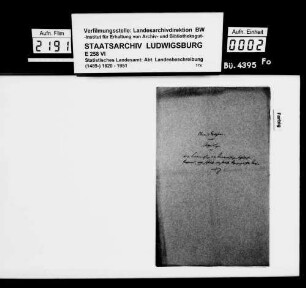 Übersendung historisch-statistischer Notizen zu den Oberämtern Neresheim, Gmünd und Welzheim (ohne Notizen)