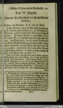 Das VI. Kapitel. Von der Priesterschaft der Sechs Stadt Löbau