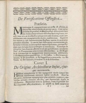 Caput I. De Origine Architecturæ hujus, ejusque incrementis.
