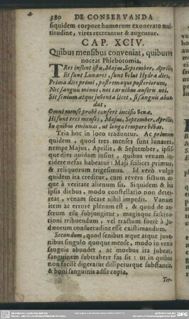 Cap. XCIV. Quibus mensibus conveniat, quibusve noceat Phlebotomia