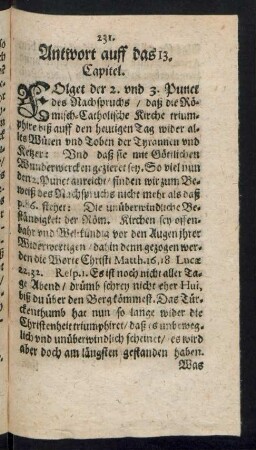 Antwort auff das 13. Capitel.
