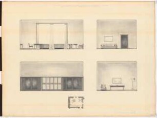 Preußischer Landtag, Berlin Umbau zum »Haus der Flieger«: Umbau Stabsamt, Raum 2 (Arbeitszimmer Oberstleutnant Konrad): Ansichten, Grundriss