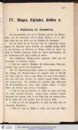 1. Eintheilung der Locomotiven