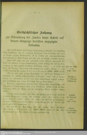 Geschichtlicher Anhang zur Beleuchtung des Zweckes dieser Schrift auf Grund Eingangs derselben angezeigter Urkunden