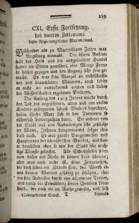CXI. Erste Fortsetzung des vierten Zeitraums - CXIV. Der Triumph der Unschuld