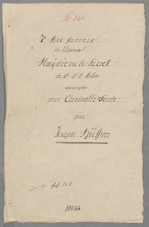 Haydée, Auswahl, arrangiert, cl, HenK WoO 117/12 - BSB Mus.Schott.Ha 10640-2