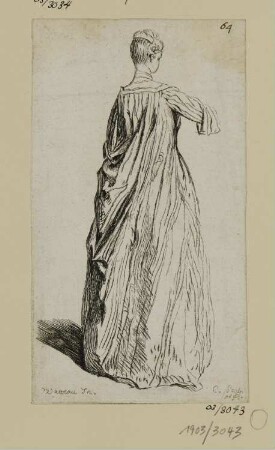 Stehende Dame vom Rücken gesehen, Blatt 18 der Folge "Suite de figures"