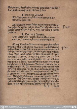 Der XXXI. Artickel. Sie Geschwornen sollen dem Bergkmaister gehorsam sein.