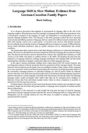Language shift in slow motion: evidence from German-Canadian family papers