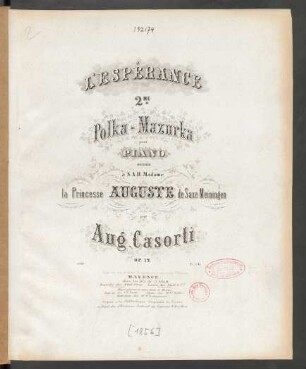 L'espérance : 2me polka-mazurka pour piano ; op. 12