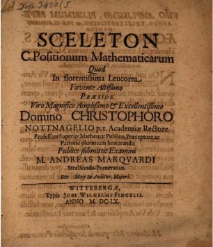 Sceleton C. positionum mathematicarum