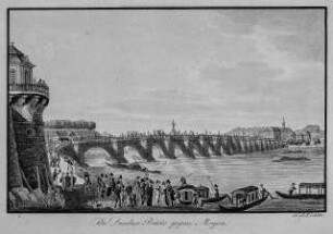 Augustusbrücke mit Gondeln (Die Dresdner Brücke gegen Morgen)
