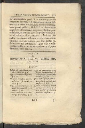 Sect. IX. de Prudentia Status Circa Religionem.