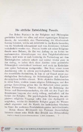 Die sittliche Entwicklung Pascals