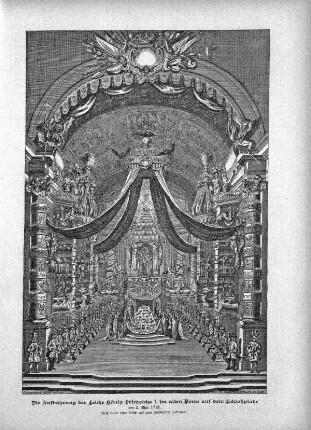 Die Aufbahrung der Leiche König Frierichs I. im alten Dome auf dem Schloßplatze am 2. Mai 1713