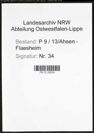 Heiratsregister Standesamt Ahsen-Flaesheim