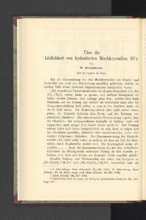 Über die Löslichkeit von hydratierten Mischkrystallen. III.