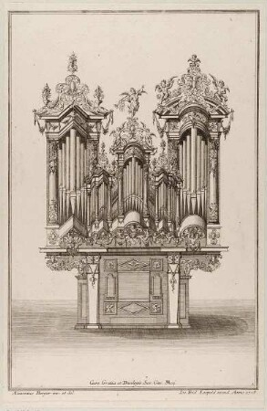 Orgel, Blatt 3 aus der Folge "Accurater Entwurff gantz neu inventirter u. noch nie an das Tagesliecht gekommener Orgelkästen"