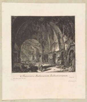 Interiora Balnearum Sallustianarum (Innenansicht der Bäder des Sallust), aus der Folge "Il Campo Marzio dell’Antica Roma", Tafel XLIII.