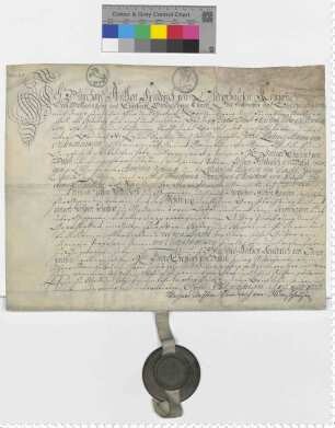 B. A. F. von Oldershausen belehnt Georg Chr. von Dassel mit einem Hof zu Hoppensen.