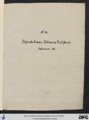 Handschriftliches Titelblatt des gesamten Bandes.