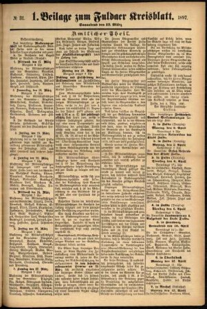 Zweite Ausgabe vom Samstag, den 13. März 1897.