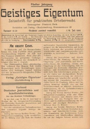 Nummer 19/20 (1./15. Juli 1909)