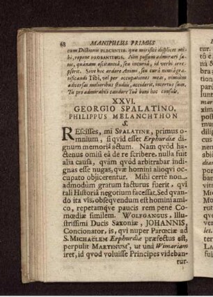 XXVI. Georgio Spalatino, Philippus Melanchthon S.