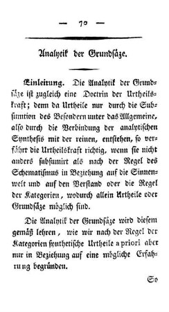 Analytik der Grundsätze.