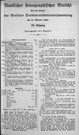 Sitzung 38, 16. Oktober 1924