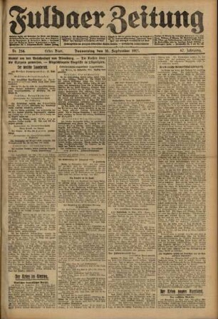 Erste Ausgabe vom Donnerstag, den 16. September 1915.
