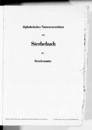 Alphabetisches Namenverzeichnis zum Sterberegister Bautzen