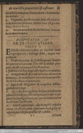 Disputatio XV. De Justificatione. Thesis I