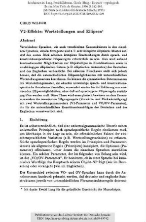 V2-Effekte: Wortstellungen und Ellipsen