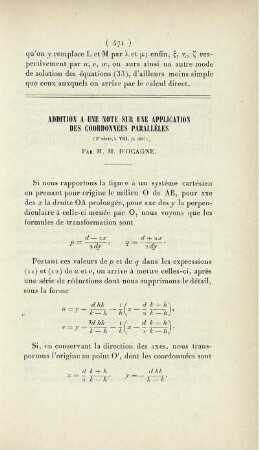 Addition a une note sur une application des coordonnées parallèles.