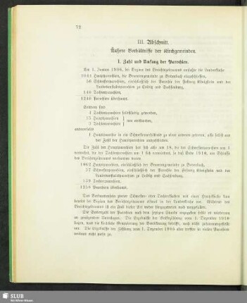 III. Abschnitt. Äußere Verhältnisse der Kirchgemeinden