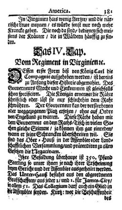 Das IV. Kap. - Vom Regiment in Virginien usw.