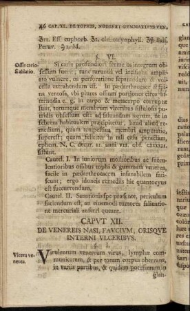 Caput XII. De Venereis Nasi, Faucium, Orisque Interni Ulceribus.
