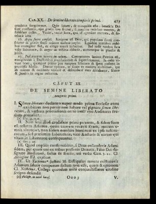 Caput XX. De Semine Liberato temporis primi